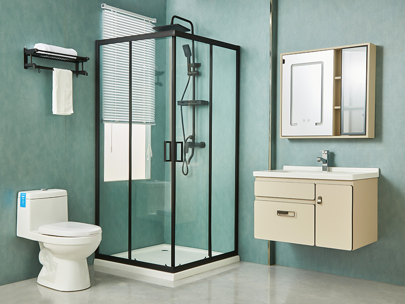 SQ csúszó zuhanykabin, átlátszó edzett üveg, fekete alumínium profil, dupla lyukú fogantyú, tálcával SQ csúszó zuhanykabin, átlátszó edzett üveg, fekete alumínium profil, dupla lyukú fogantyú, tálcával