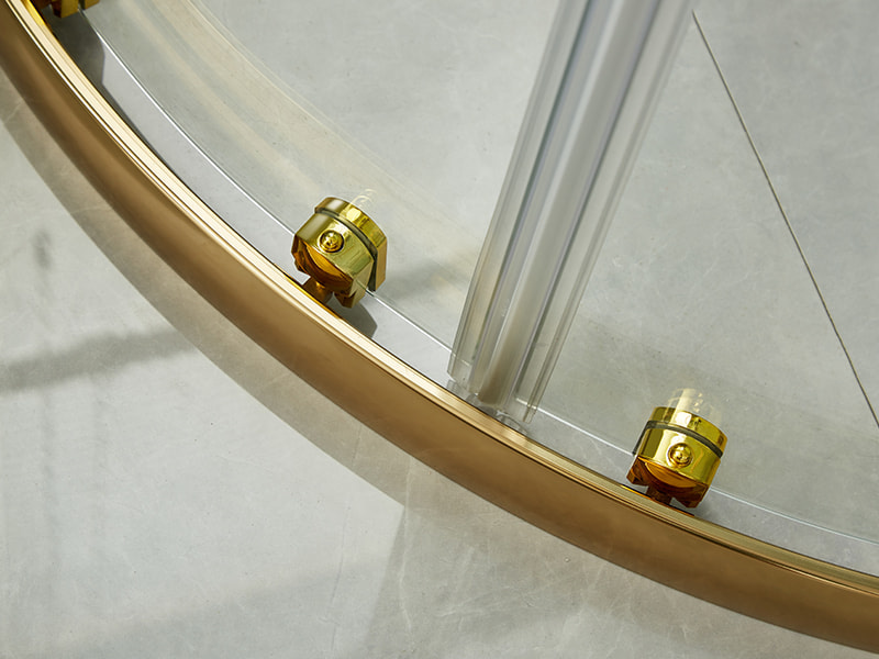 SE csúszó zuhanykabin, átlátszó edzett üveg, arany alumínium profil, dupla lyukú fogantyú, tálca nélkül SE csúszó zuhanykabin, átlátszó edzett üveg, arany alumínium profil, dupla lyukú fogantyú, tálca nélkül