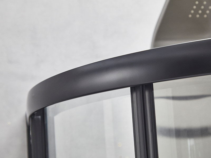 SE csúszó zuhanykabin, átlátszó edzett üveg, fekete alumínium profil, dupla lyukú fogantyú, tálca nélkül SE csúszó zuhanykabin, átlátszó edzett üveg, fekete alumínium profil, dupla lyukú fogantyú, tálca nélkül