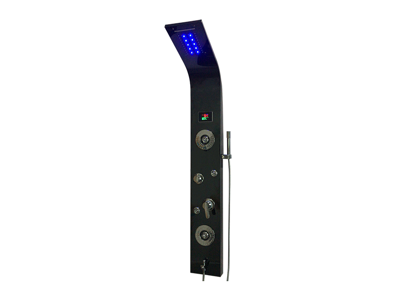 EC-1022 fekete rozsdamentes acél zuhanypanel LED lámpával